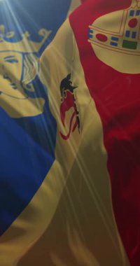 Stockholm County, İsveç bayrağı. 4K dikey. Döngü