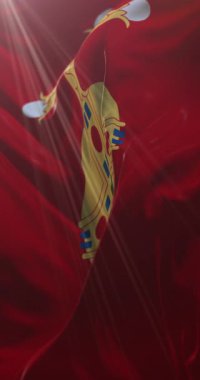 İsveç 'in Uppsala ilçesi bayrağı. 4K dikey. Döngü