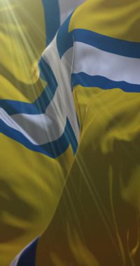 İsveç, Vstergtland bayrağı. 4K dikey. Döngü