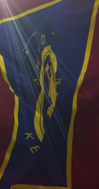 Korfu bayrağı, Yunanistan. Döngü. 4K Dikey