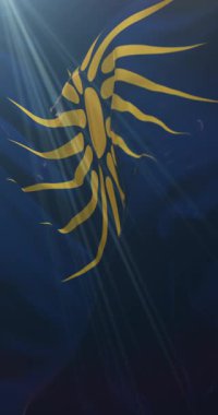 Yunan Makedonya, Yunanistan bayrağı. Döngü. 4K Dikey