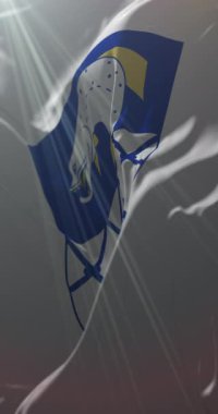 Kymenlaakso Bölgesi bayrağı, Finlandiya. 4K dikey. Döngü