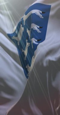 Kuzey Ostrobothnia Bölgesi, Finlandiya bayrağı. 4K dikey. Döngü