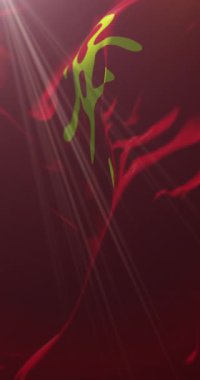 Anhui bayrağı, Çin. 4K dikey. Döngü