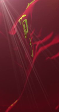 Ningxia bayrağı, Çin. 4K dikey. Döngü