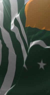 Azad Jammu ve Kashmir Bayrağı, Pakistan. 4K dikey. Döngü