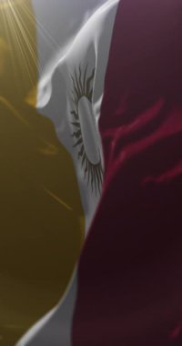 Cordoba şehri bayrağı, Cordoba Eyaleti, Arjantin. Döngü. 4K Dikey