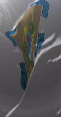 San Salvador de Jujuy City bayrağı, Jujuy Eyaleti, Arjantin. Döngü. 4K Dikey