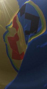 Calama bayrağı, Antofagasta bölgesi, Şili. Döngü. 4K Dikey