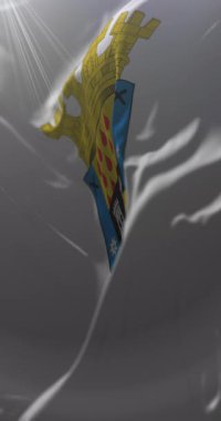 Chillan bayrağı, Uble Flag, Şili. Döngü. 4K Dikey