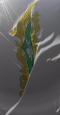 Curico bayrağı, Maule bölgesi bayrağı, Şili. Döngü. 4K Dikey