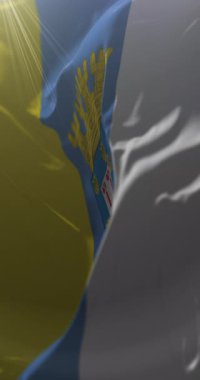 UOa bayrağı, Metro Santiago bölgesi, Şili. Döngü. 4K Dikey