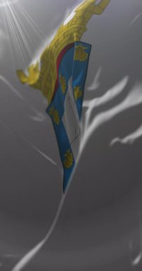 Providencia bayrağı, Santiago Büyükşehir Bölgesi, Şili. Döngü. 4K Dikey