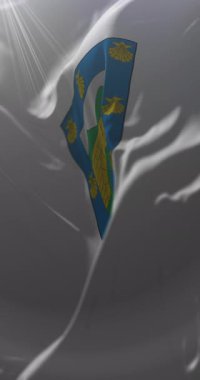 Recoleta bayrağı, Santiago Büyükşehir Bölgesi, Şili. Döngü. 4K Dikey