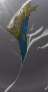 San Pedro de la Paz bayrağı, Biyoloji Bölgesi, Şili. Döngü. 4K Dikey