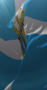 Iquique şehir bayrağı, Şili. Döngü. 4K Dikey