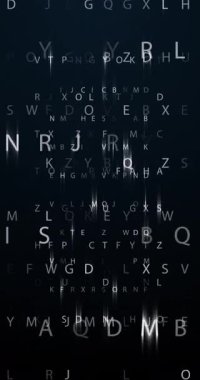 Latin alfabesinin harfleri geçiyor. 4K dikey. Döngü