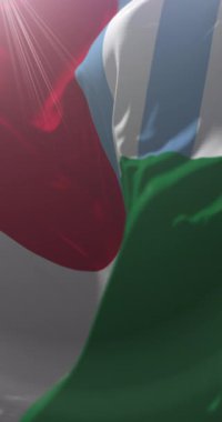 Portoviejo bayrağı, Manabi Eyaleti, Ekvador. Döngü. 4K Dikey