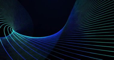 Uzayda dönen mavi fraktal çizgiler. Döngü