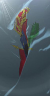 Cajamarca bayrağı, Peru. Döngü. 4K Dikey