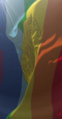 Cusco Bayrağı, Peru. Döngü. 4K Dikey