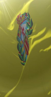 Peru, Carhuaz bayrağı. Döngü. 4K Dikey