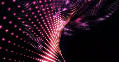 Uzayda hareket eden mor fraktal noktalar. Döngü