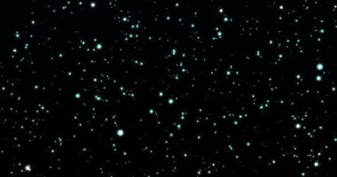 Siyah zemin üzerinde yüzen mavi parçacıklar. Döngü