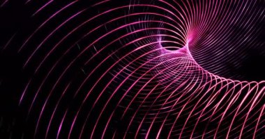 Uzayda hareket eden mor fraktal çizgiler. Döngü