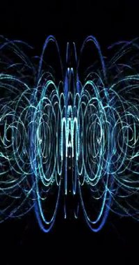 Yuvarlak çizgiler uzayda hareket ediyor. Döngü. 4K Dikey