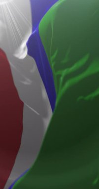 Canindeyu bayrağı, Paraguay. Döngü. 4K Dikey