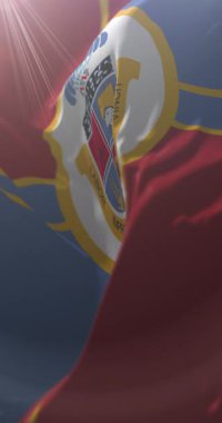 Flores Departmanı Bayrağı, Uruguay. Döngü. 4K Dikey