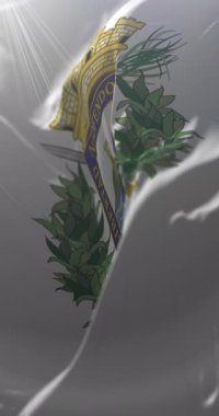 Montevideo Bayrağı, Uruguay. Döngü. 4K Dikey