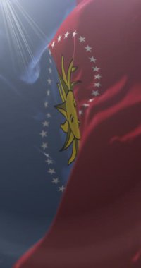 San Jose Departmanı Bayrağı, Uruguay. Döngü. 4K Dikey