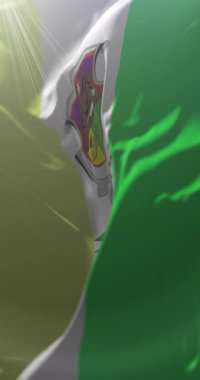 Chinandega Bayrağı, Nikaragua. Döngü. 4K Dikey