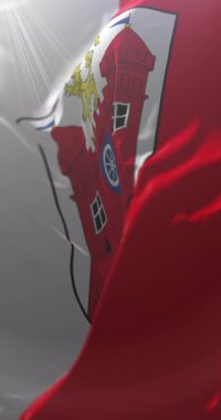 Liberec bayrağı, Çek Cumhuriyeti. Döngü. 4K Dikey