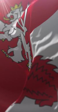 Çek Cumhuriyeti, Jihlava bayrağı. Döngü. 4K Dikey