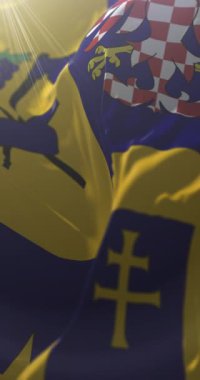 Zlin Bölgesi Bayrağı, Çek Cumhuriyeti. Döngü. 4K Dikey