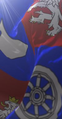 Liberec Bölgesi Bayrağı, Çek Cumhuriyeti. Döngü. 4K Dikey