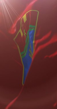 Rusya 'nın Volgograd kentinin bayrağı ve idari merkezi. Döngü. 4K Dikey