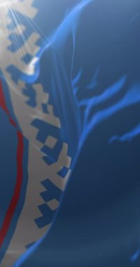 Yamalo Nenets Özerk Okrug bayrağı, Rusya. Döngü. 4K Dikey