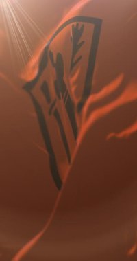 Sırbistan 'ın Pozarevac bayrağı. Döngü. 4K Dikey