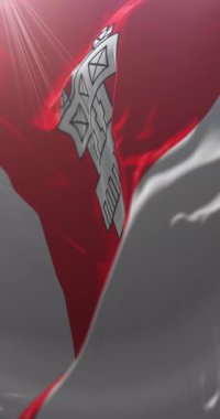 Criuleni Bölgesi bayrağı, Moldova. Döngü. 4K Dikey