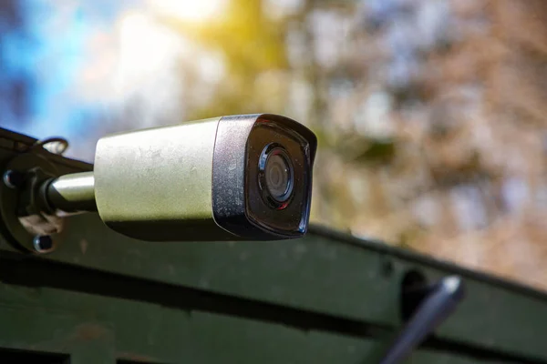 Eine Videokamera Auf Einem Militärfahrzeug Zur Überprüfung Und Überwachung — Stockfoto