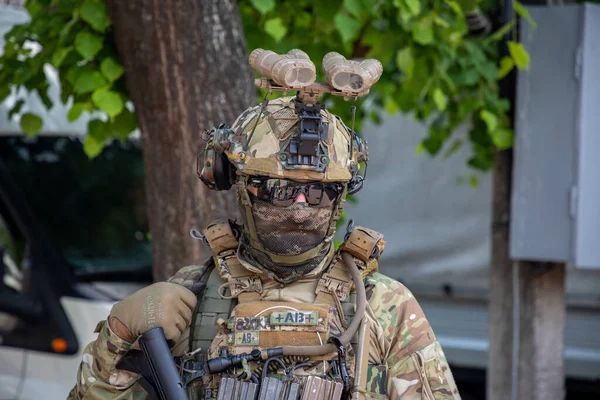 Kiev Ukraine Mai 2023 Soldat Ukrainien Uniforme Dans Zone Combat — Photo