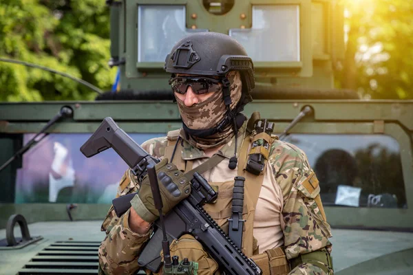 Ukrainsk Soldat Uniform Modern Armé Ukraina Krig Med Ryssland — Stockfoto