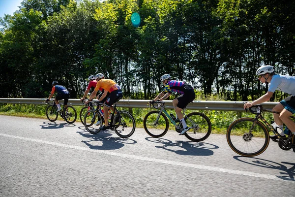 Kiev Ukraine Août Groupe Cyclistes Professionnels Pendant Course Cycliste Avant — Photo