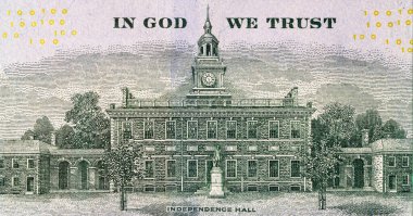 Tasarım amaçlı 100 dolarlık banknotun bir parçası. Amerika Birleşik Devletleri 'nin parası..