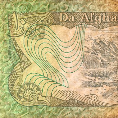 Fragment of an old Afghan banknote for designers. Afghan banknote 1939. Afghanis are the national currency of Afghanistan. clipart