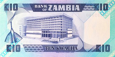 Banknote 10 kwacha Zambia, fragment for design. Money of Zambia and Africa clipart